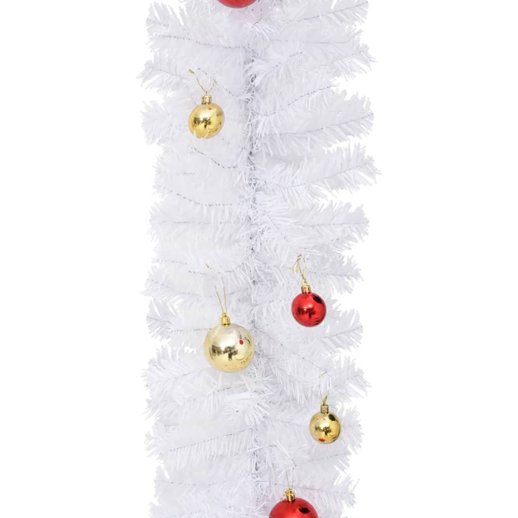 Ghirlanda di Natale Decorata con Palline Bianca 5 m | homemem39