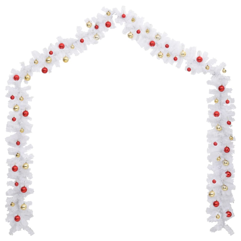 Ghirlanda di Natale Decorata con Palline Bianca 10 m | homemem39