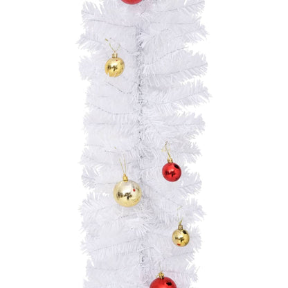 Ghirlanda di Natale Decorata con Palline Bianca 10 m | homemem39