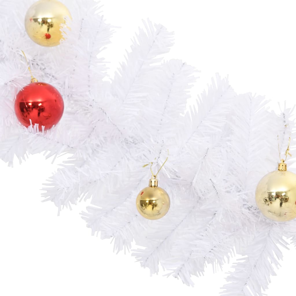 Ghirlanda di Natale Decorata con Palline Bianca 10 m | homemem39