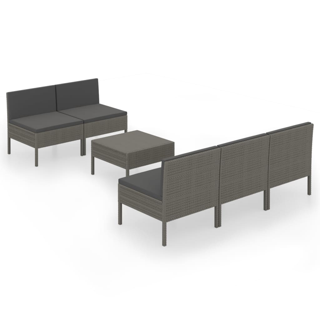 Set Divani da Giardino 9 pz con Cuscini in Polyrattan Grigio - homemem39