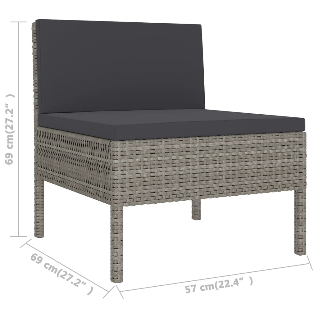Set Divani da Giardino 5 pz con Cuscini in Polyrattan Grigio | homemem39