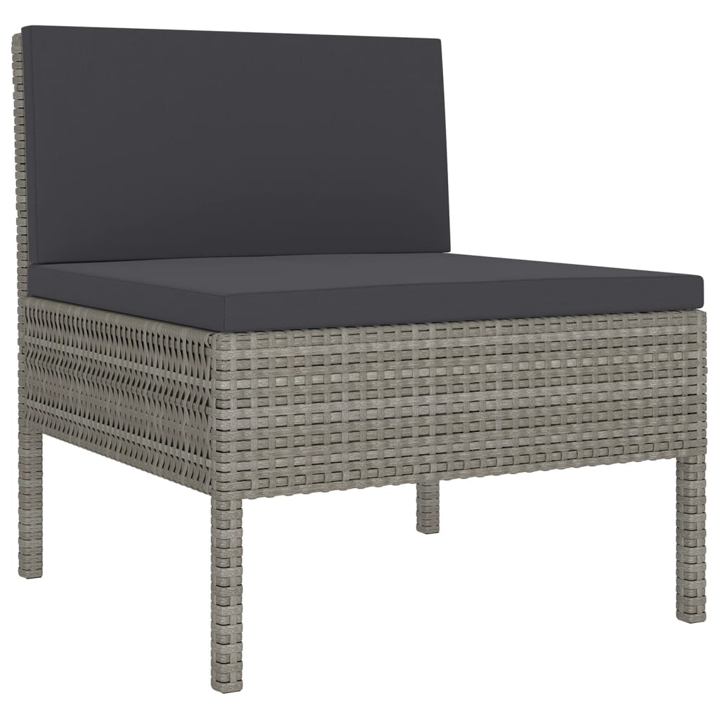 Set Divani da Giardino 8 pz con Cuscini in Polyrattan Grigio | homemem39