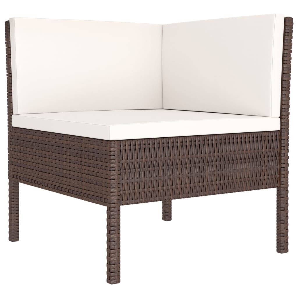 Set Divani da Giardino 5 pz con Cuscini in Polyrattan Marrone | homemem39