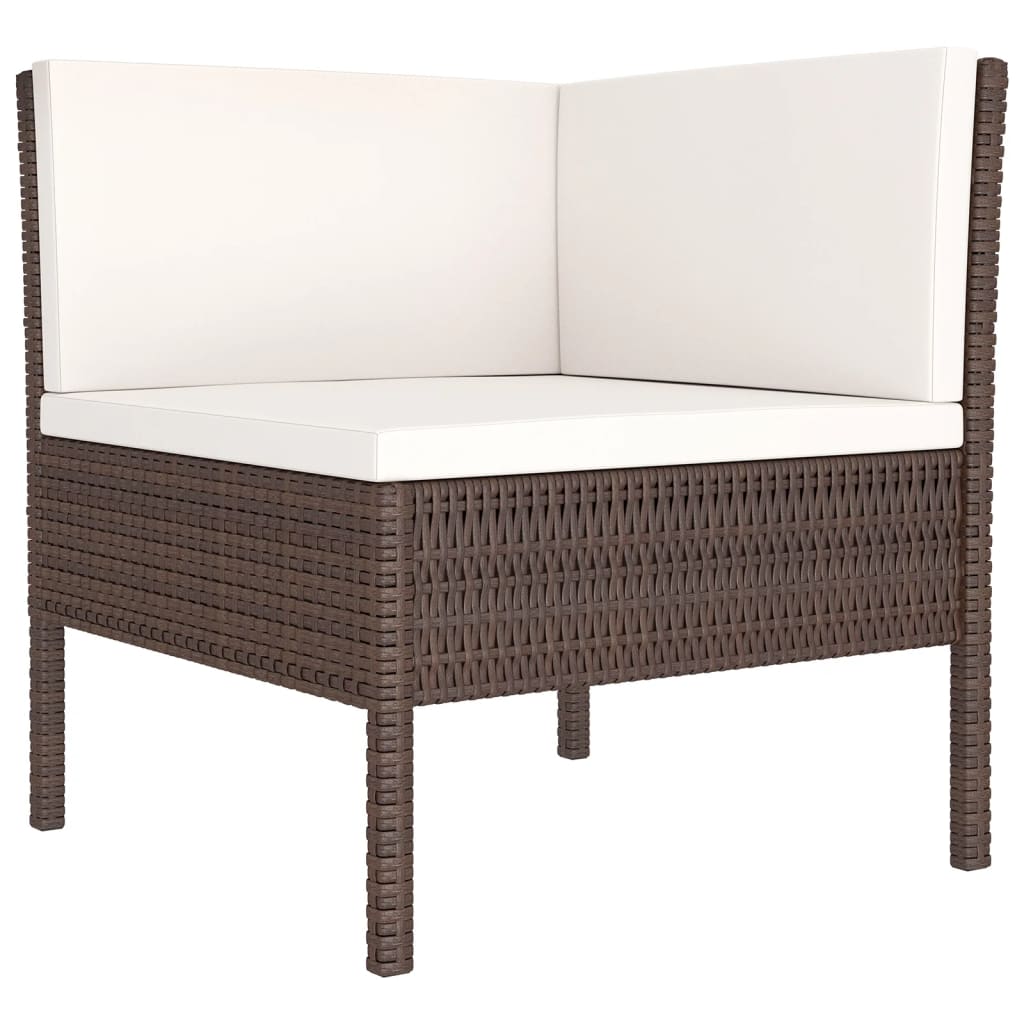 Set Divani da Giardino 6 pz con Cuscini in Polyrattan Marrone | homemem39