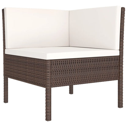 Set Divani da Giardino 6 pz con Cuscini in Polyrattan Marrone | homemem39