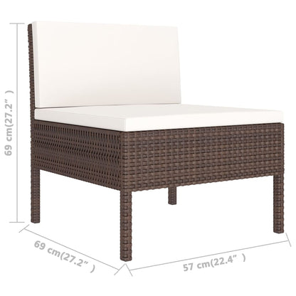 Set Divani da Giardino 8 pz con Cuscini in Polyrattan Marrone | homemem39