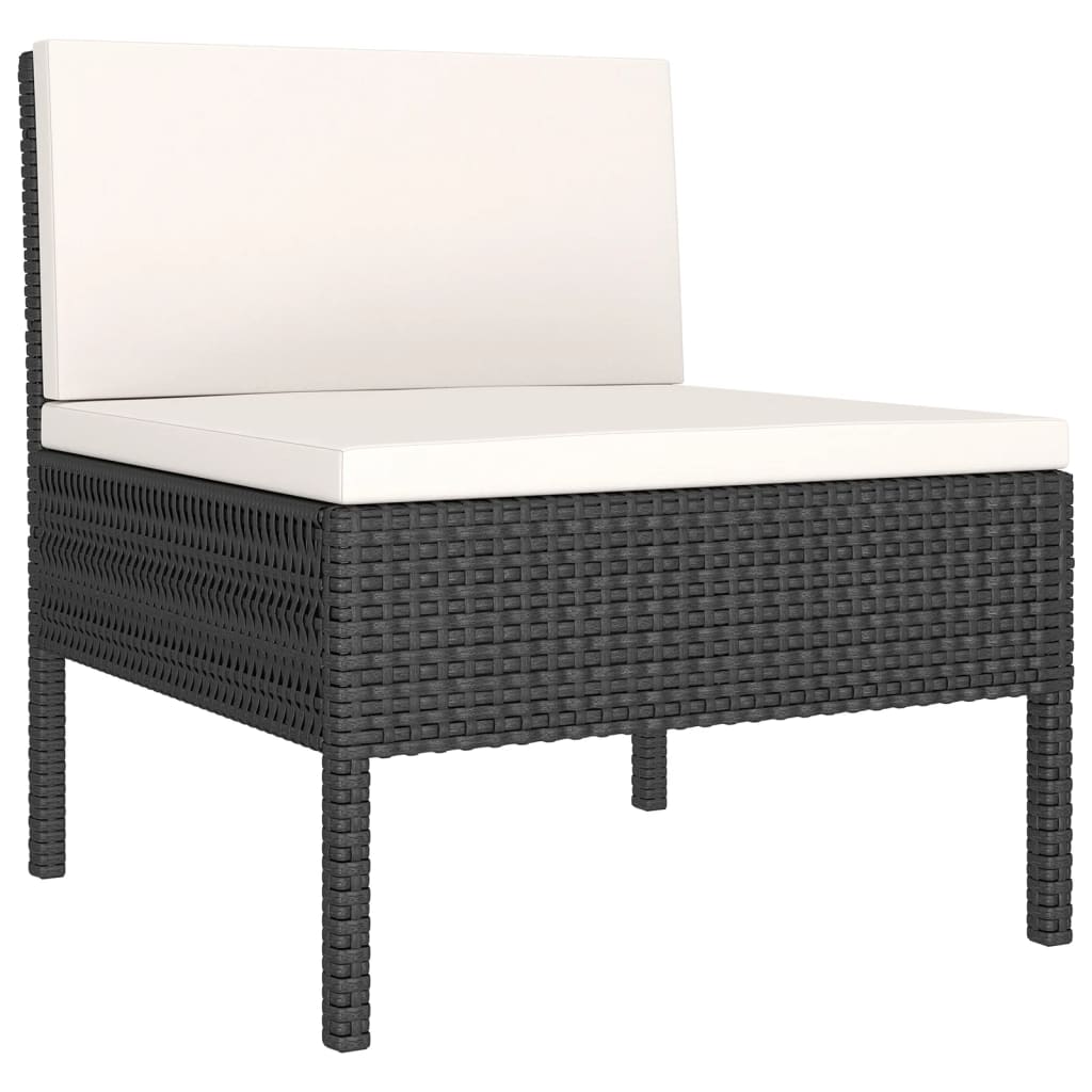 Set Divani da Giardino 5 pz con Cuscini in Polyrattan Nero | homemem39