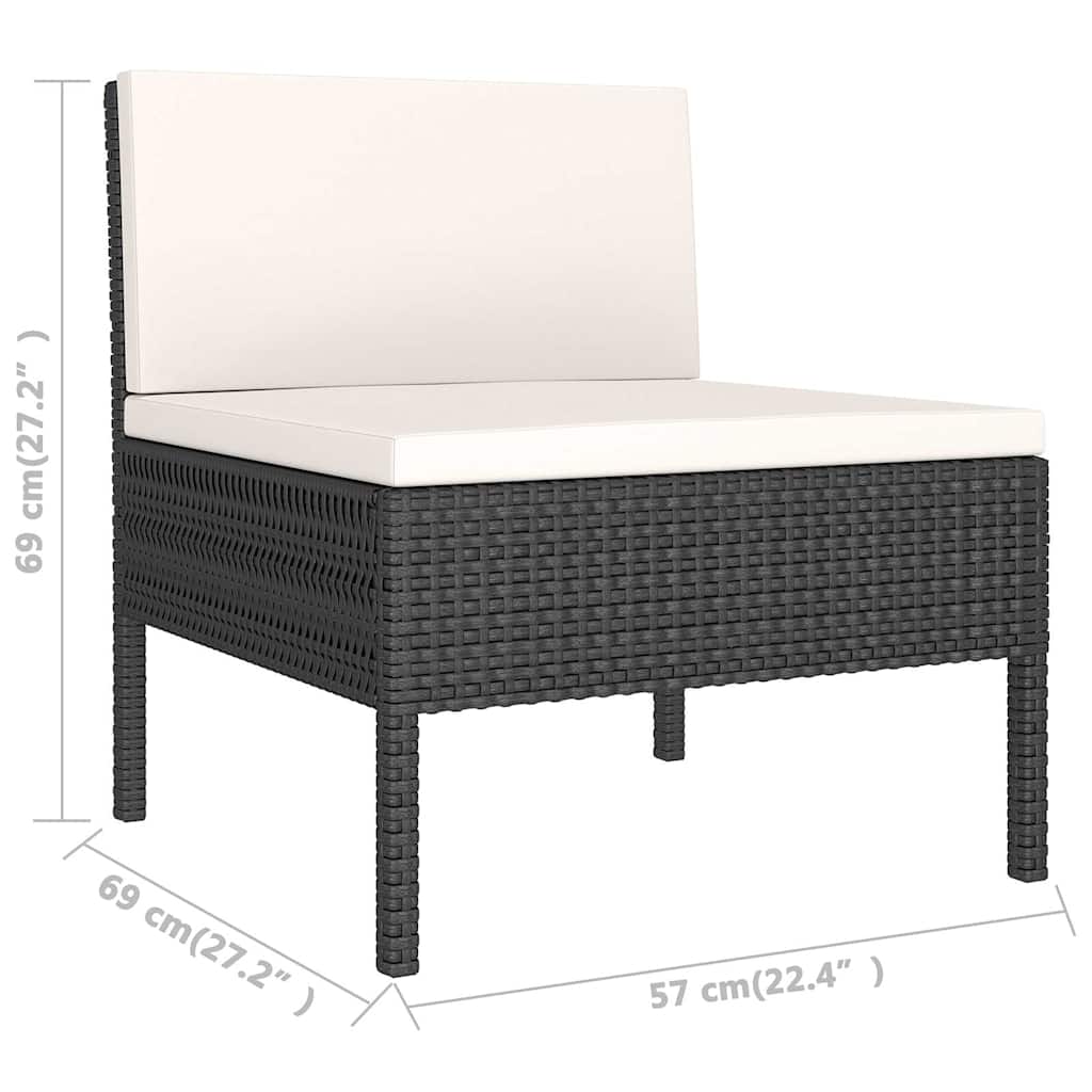 Set Divani da Giardino 5 pz con Cuscini in Polyrattan Nero | homemem39