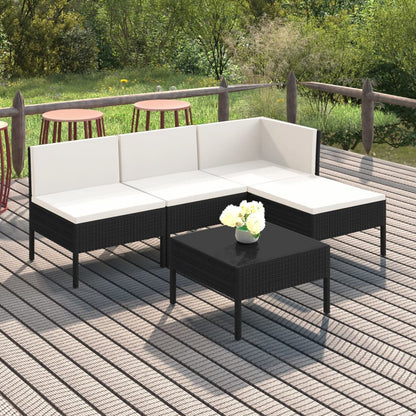 Set Divani da Giardino 5 pz con Cuscini in Polyrattan Nero | homemem39