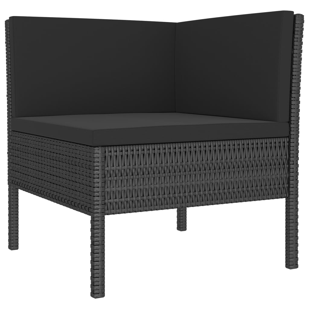 Set Divani da Giardino 5 pz con Cuscini in Polyrattan Nero | homemem39