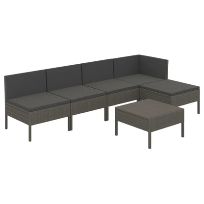 Set Divani da Giardino 6 pz con Cuscini in Polyrattan Grigio | homemem39