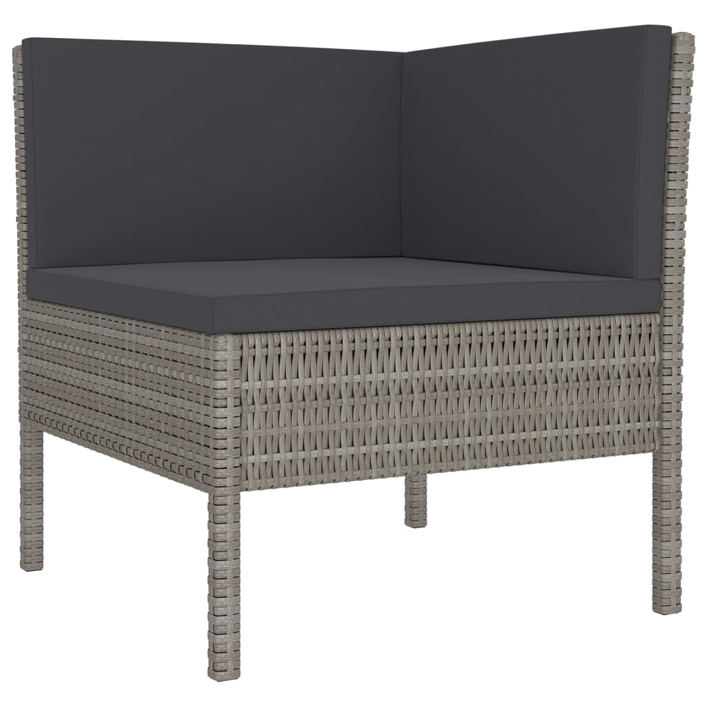 Set Divani da Giardino 6 pz con Cuscini in Polyrattan Grigio | homemem39