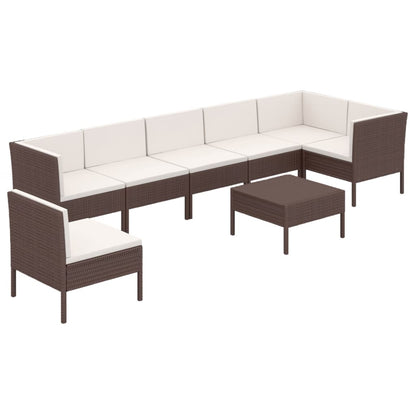 Set Divani da Giardino 8 pz con Cuscini in Polyrattan Marrone | homemem39