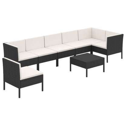Set Divani da Giardino 8 pz con Cuscini in Polyrattan Nero | homemem39
