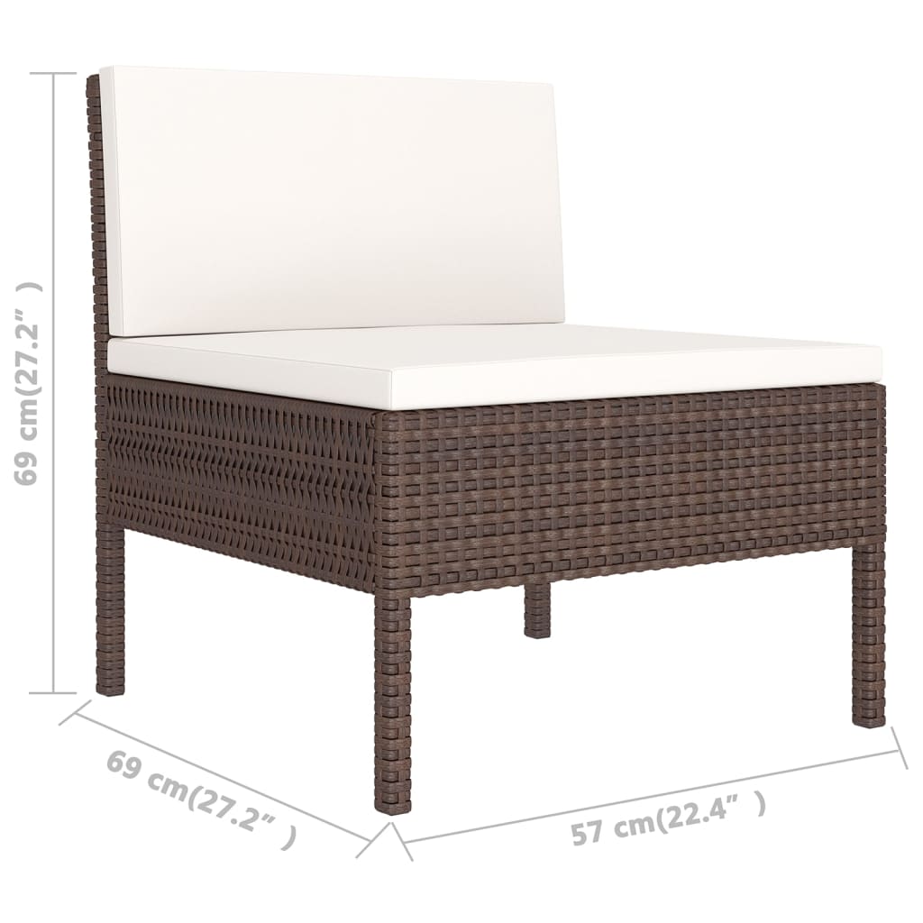 Set Divani da Giardino 9 pz con Cuscini in Polyrattan Marrone | homemem39