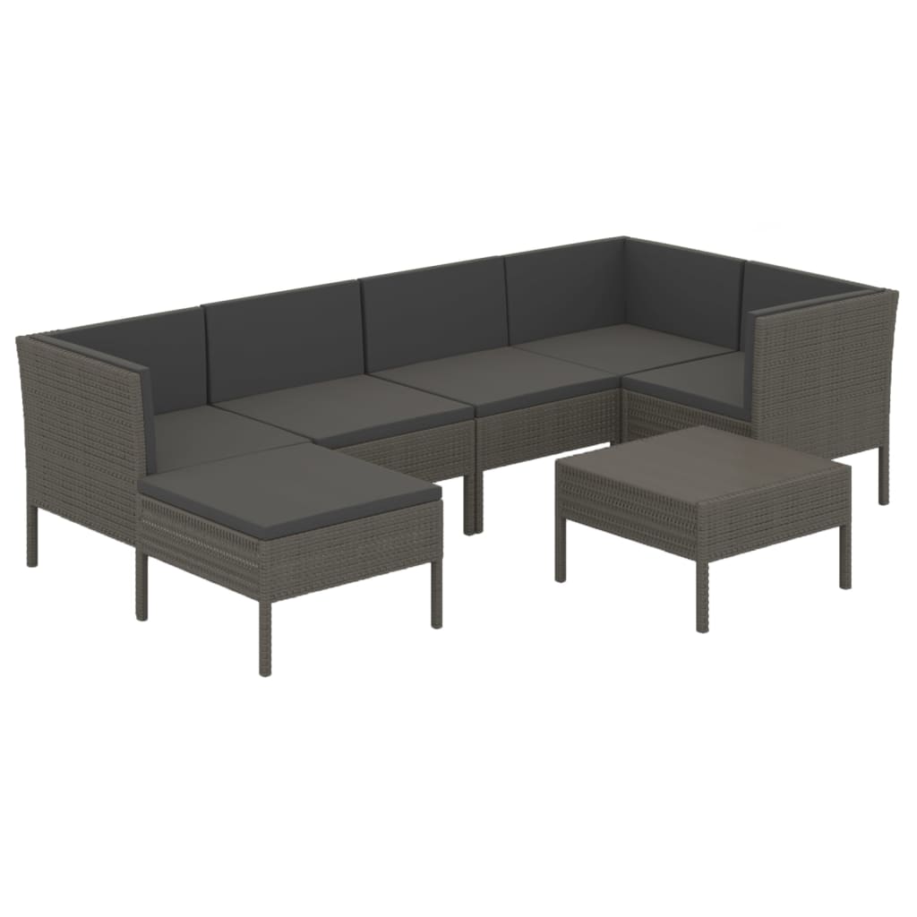Set Divani da Giardino 7 pz con Cuscini in Polyrattan Grigio - homemem39