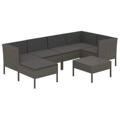 Set Divani da Giardino 7 pz con Cuscini in Polyrattan Grigio - homemem39