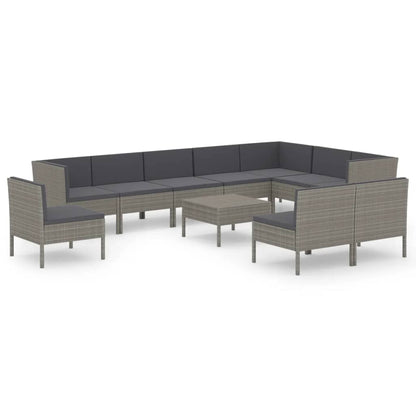Set Divani da Giardino 11 pz con Cuscini in Polyrattan Grigio | homemem39