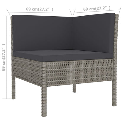 Set Divani da Giardino 11 pz con Cuscini in Polyrattan Grigio | homemem39