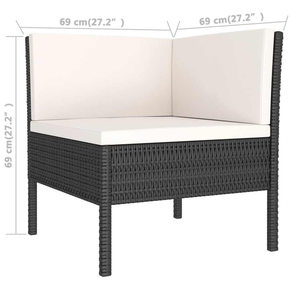 Set Divani da Giardino 11 pz con Cuscini in Polyrattan Nero | homemem39