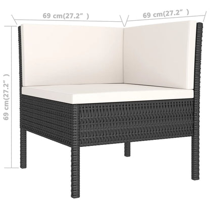 Set Divani da Giardino 11 pz con Cuscini in Polyrattan Nero | homemem39