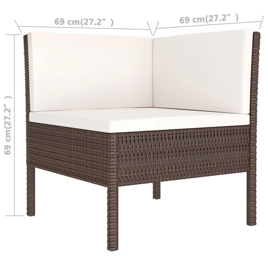 Set Divani da Giardino 11 pz con Cuscini in Polyrattan Marrone | homemem39