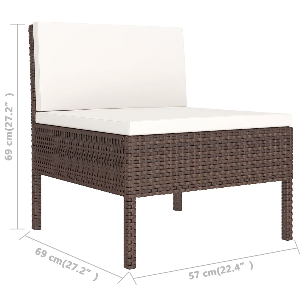 Set Divani da Giardino 11 pz con Cuscini in Polyrattan Marrone | homemem39