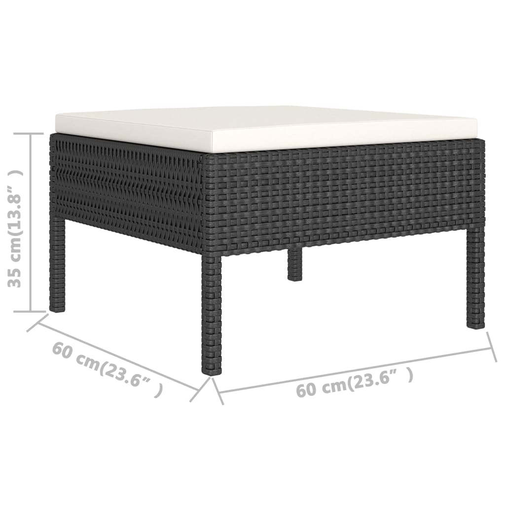 Set Divani da Giardino 11 pz con Cuscini in Polyrattan Nero | homemem39