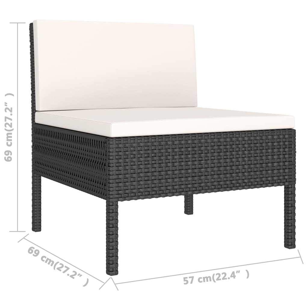 Set Divani da Giardino 13 pz con Cuscini in Polyrattan Nero | homemem39