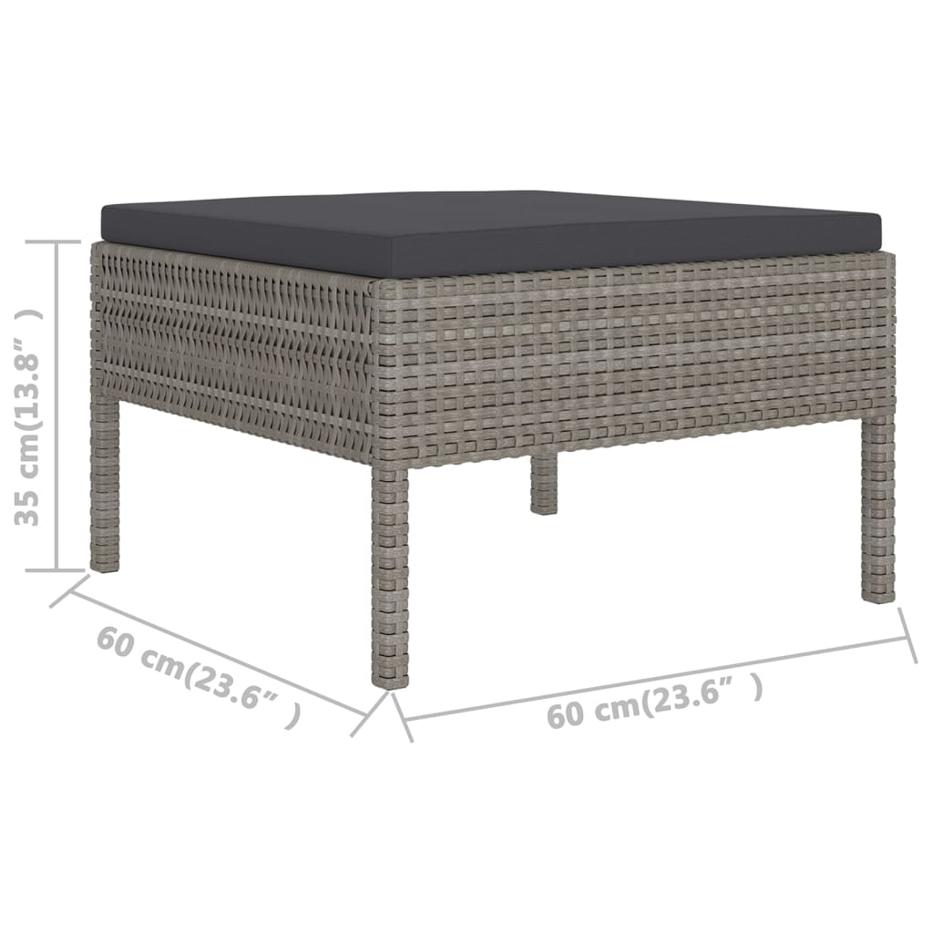 Set Divani da Giardino 13 pz con Cuscini in Polyrattan Grigio | homemem39