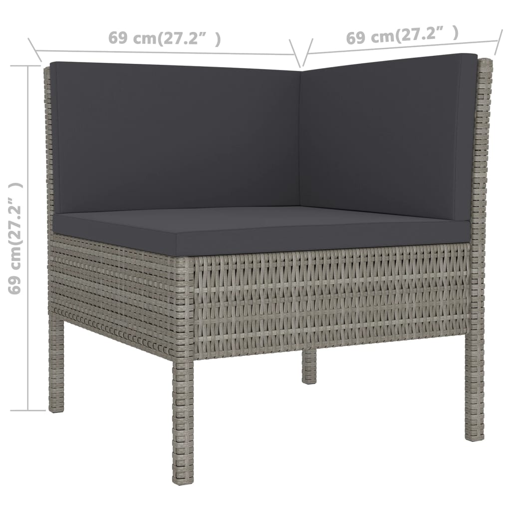 Set Divani da Giardino 13 pz con Cuscini in Polyrattan Grigio | homemem39