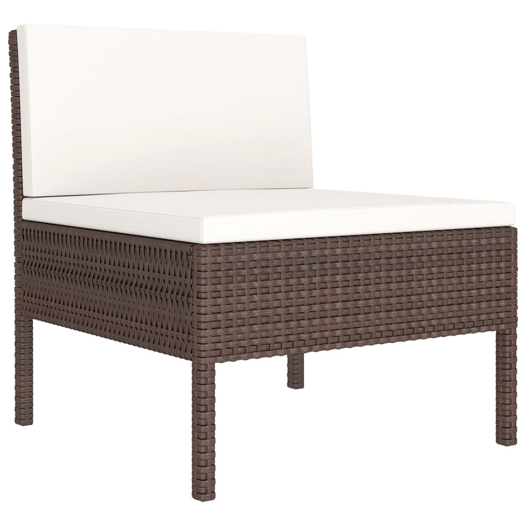 Set Divani da Giardino 7 pz con Cuscini in Polyrattan Marrone - homemem39