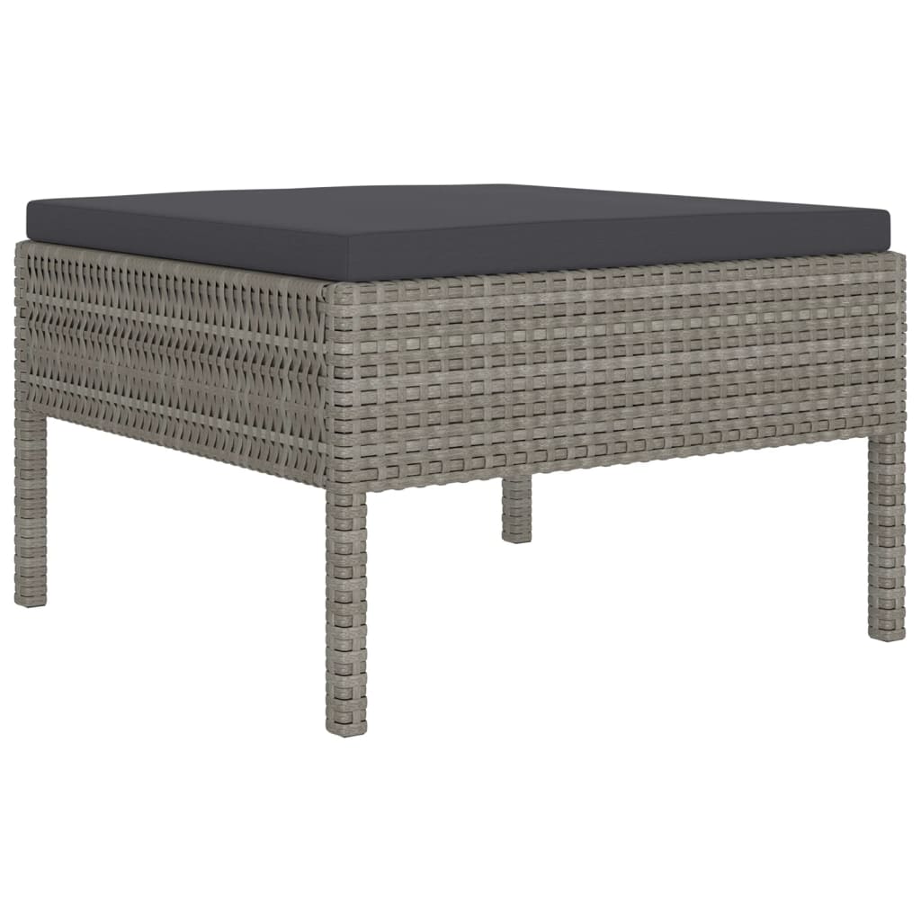 Set Divani da Giardino 7 pz con Cuscini in Polyrattan Grigio | homemem39