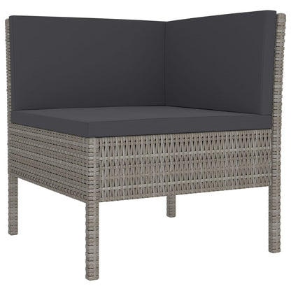Set Divani da Giardino 7 pz con Cuscini in Polyrattan Grigio | homemem39