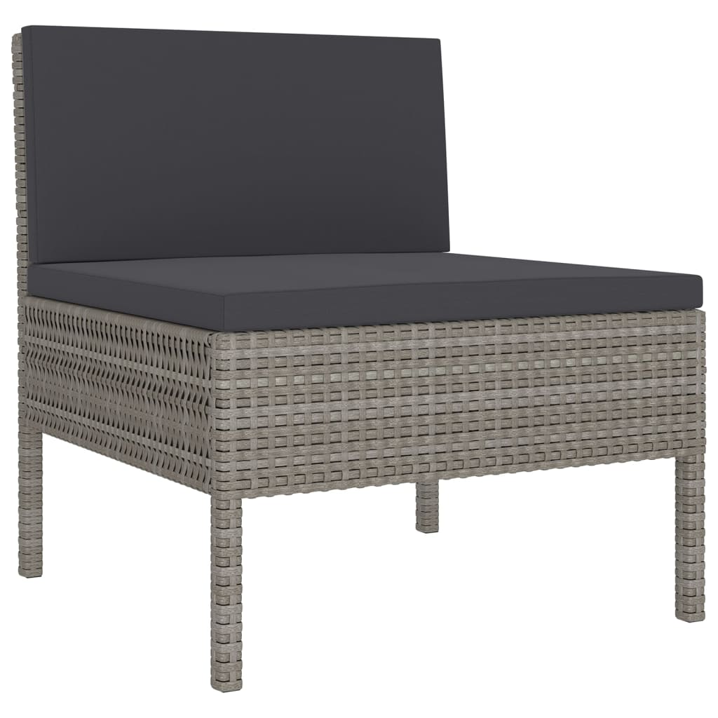 Set Divani da Giardino 7 pz con Cuscini in Polyrattan Grigio | homemem39