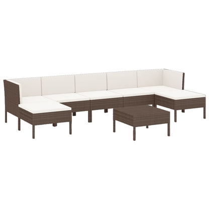 Set Divani da Giardino 8 pz con Cuscini in Polyrattan Marrone - homemem39