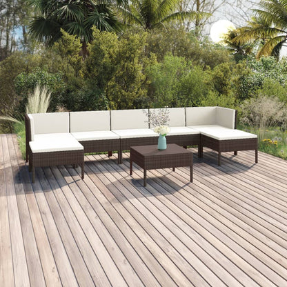Set Divani da Giardino 8 pz con Cuscini in Polyrattan Marrone - homemem39
