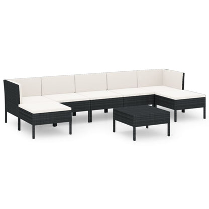 Set Divani da Giardino 8 pz con Cuscini in Polyrattan Nero | homemem39