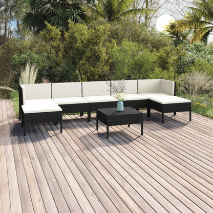 Set Divani da Giardino 8 pz con Cuscini in Polyrattan Nero | homemem39