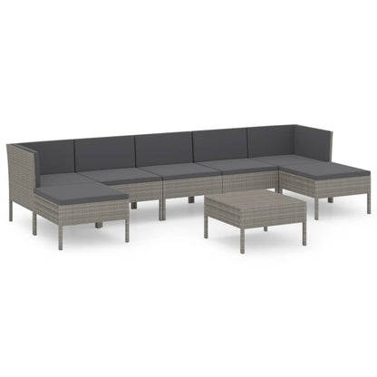 Set Divani da Giardino 8 pz con Cuscini in Polyrattan Grigio | homemem39