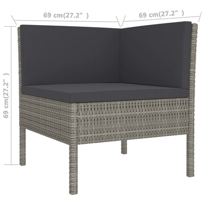 Set Divani da Giardino 8 pz con Cuscini in Polyrattan Grigio | homemem39