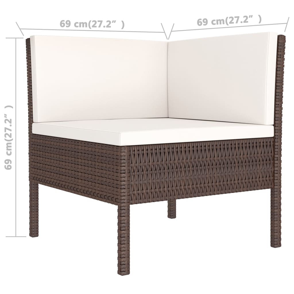 Set Divani da Giardino 10 pz con Cuscini in Polyrattan Marrone | homemem39