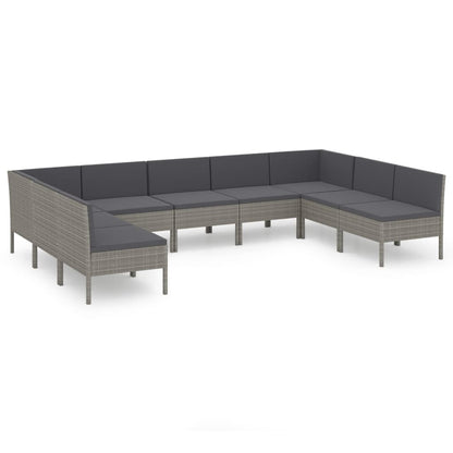 Set Divani da Giardino 9 pz con Cuscini in Polyrattan Grigio - homemem39