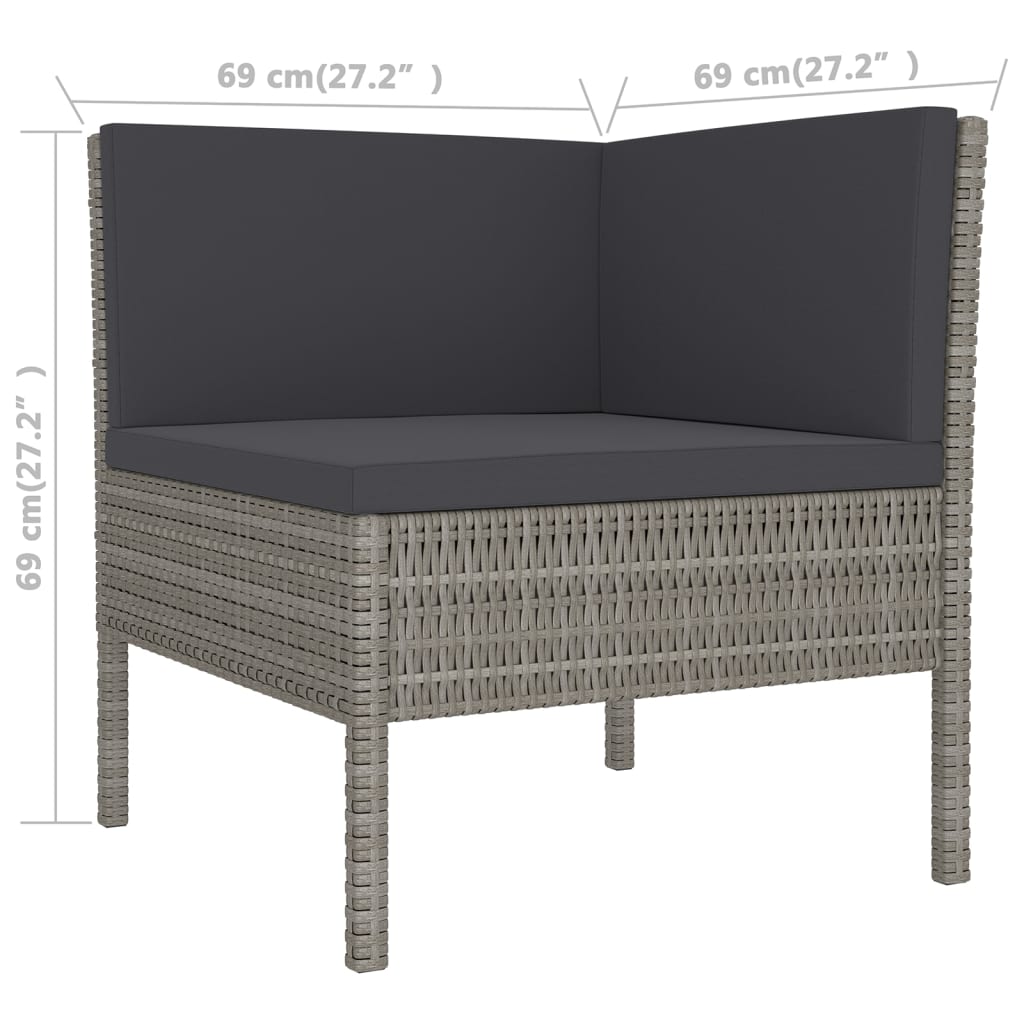 Set Divani da Giardino 11 pz con Cuscini in Polyrattan Grigio | homemem39