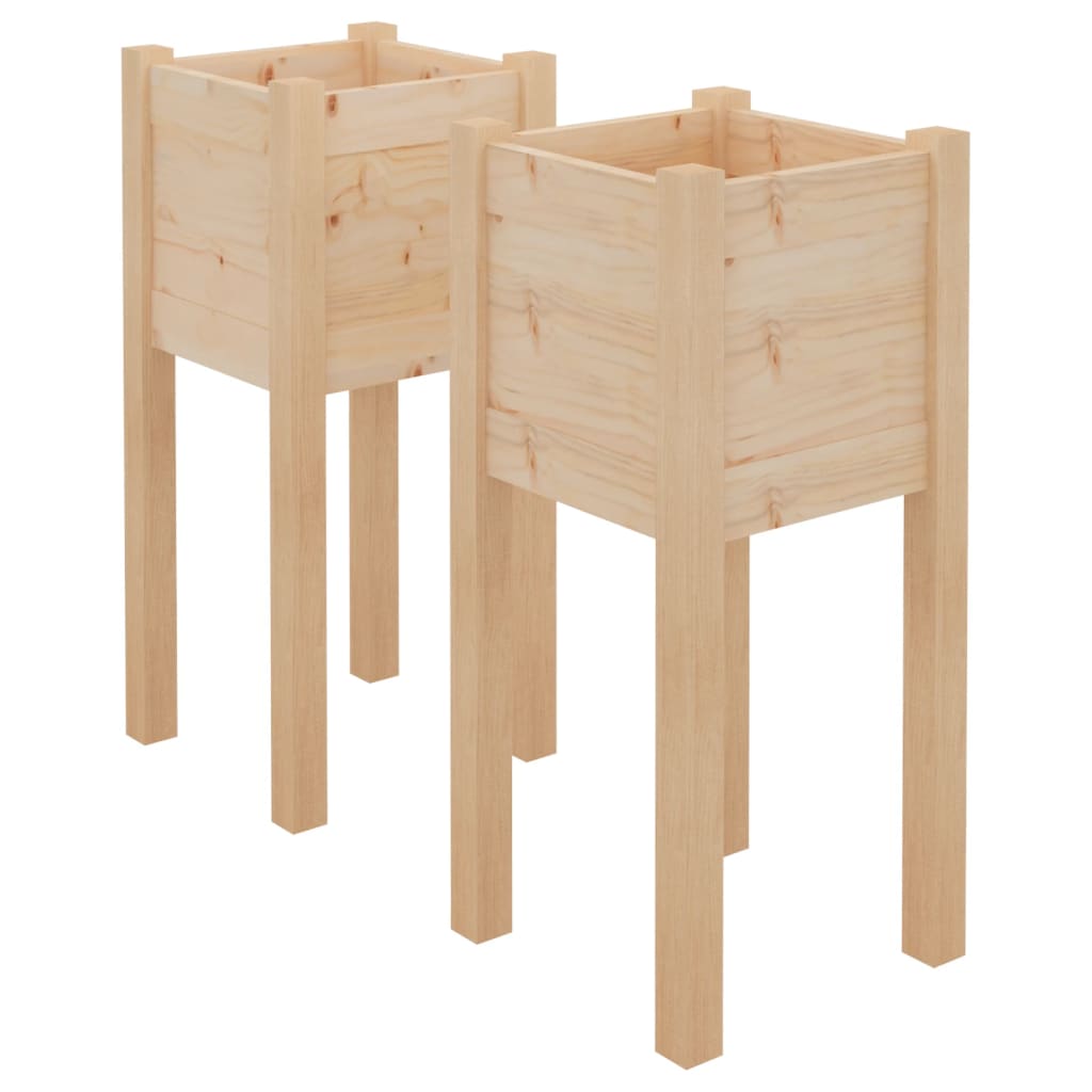 Fioriere da Giardino 2 pz 31x31x70 cm in Legno Massello di Pino - homemem39