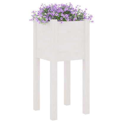Fioriera da Giardino Bianca 31x31x70 cm Legno Massello di Pino - homemem39