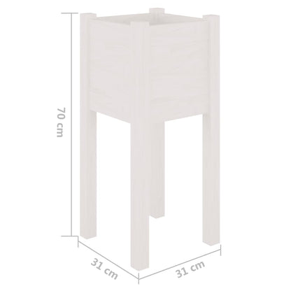 Fioriera da Giardino Bianca 31x31x70 cm Legno Massello di Pino - homemem39