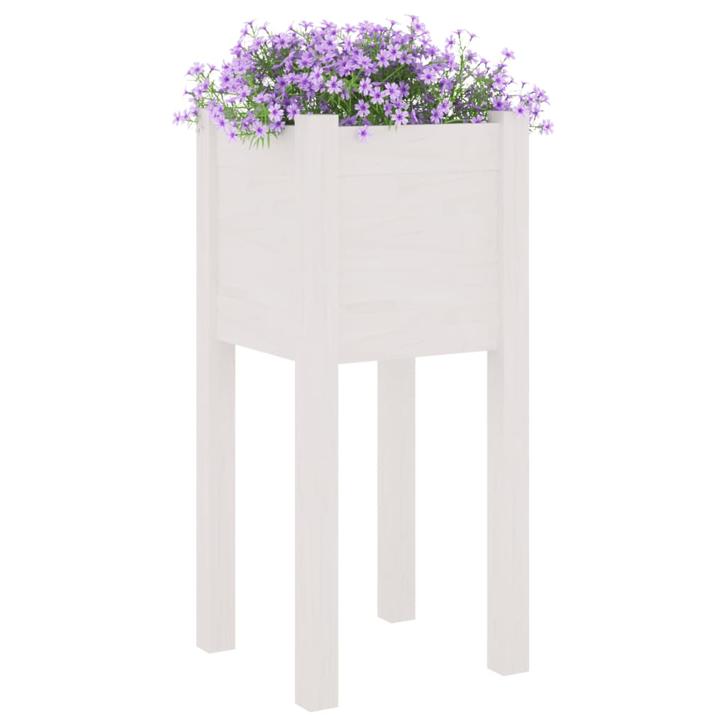 Fioriere da Giardino 2 pz Bianche 31x31x70 cm in Legno di Pino | homemem39