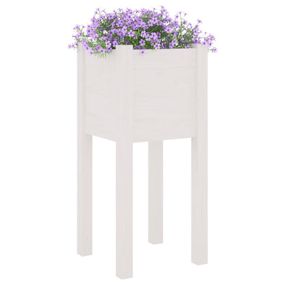 Fioriere da Giardino 2 pz Bianche 31x31x70 cm in Legno di Pino | homemem39